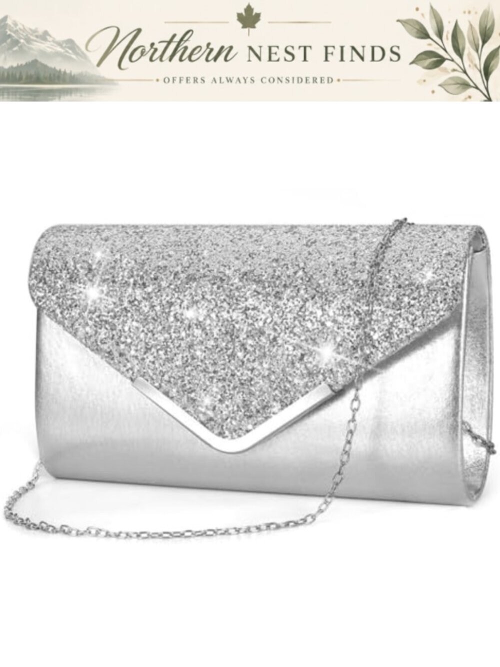 Rhinestone Evening Clutch Purses Faux Leather Envelope 3-in-1 Style